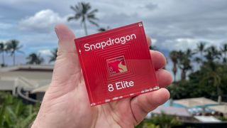 Qualcomm Snapdragon 8 Elite chipset held in hand