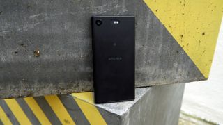 The Sony Xperia XZ1 Compact has a glass fiber weave plastic back