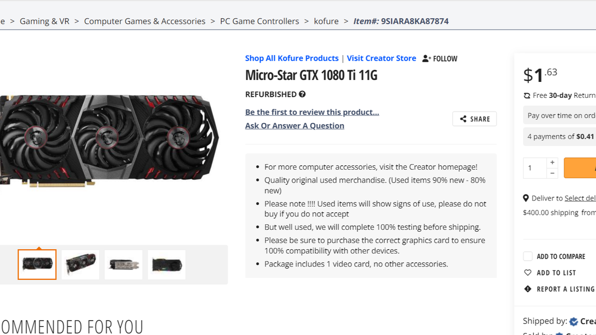 Newegg screenshot of dirt cheap 1080 Ti