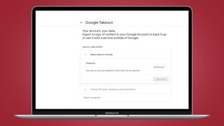 Google Takeout screen