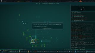 The player reads one of Caves of Qud's randomly generated books, producing the passage: "Live and drink, Moon King."