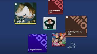 Spotify Niche Mixes playlists on blue background