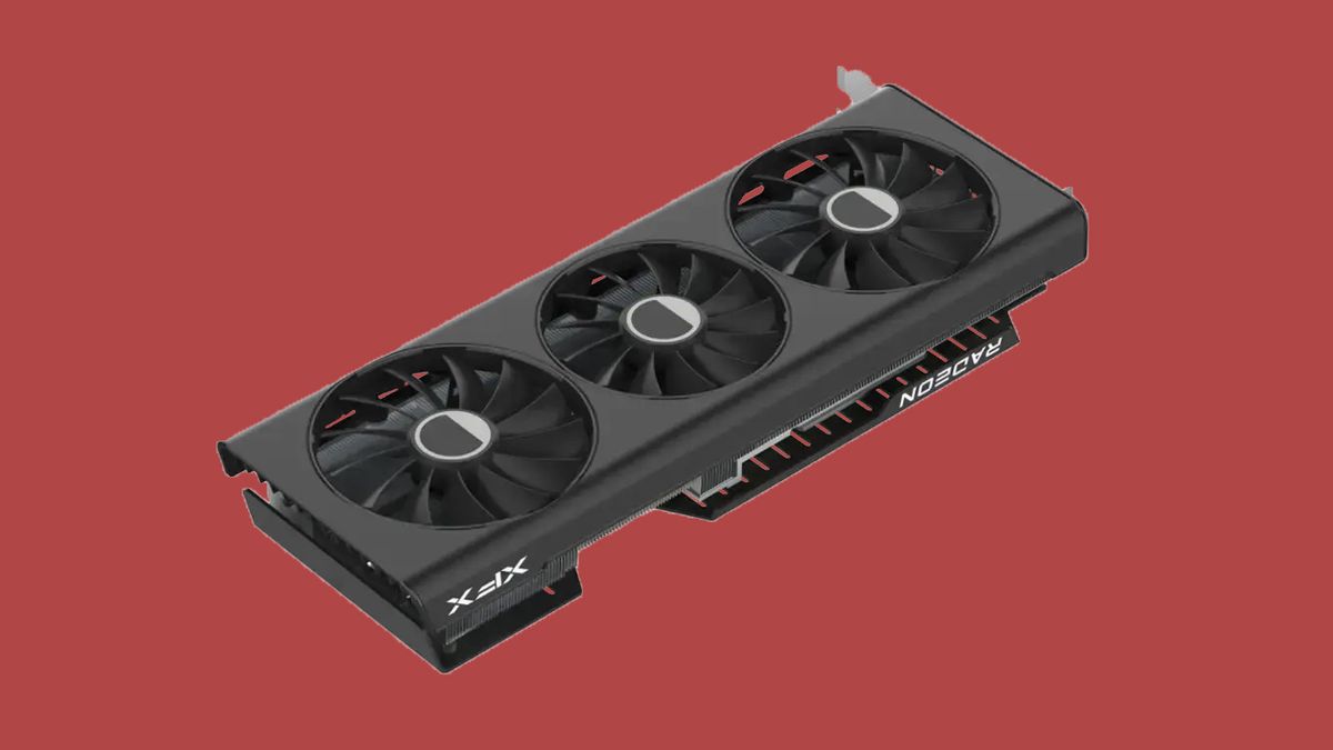 The XFX Radeon RX 7900 GRE GPU on a red background