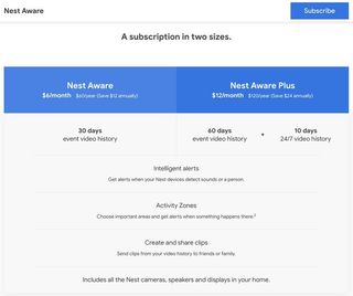 New Nest Aware Pricing Plans