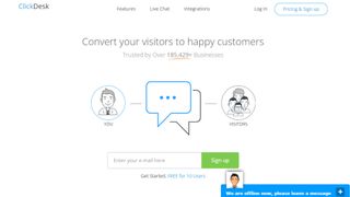 ClickDesk website screenshot.