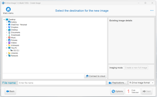 Selecting a destination for a disk image file in R-Drive Image.