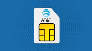 AT&T branded sim card on blue background