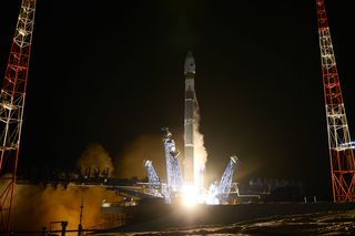 A Russian Soyuz 2.1v rocket launches a classified military satellite into orbit from the Plesetsk Cosmodrome in northern Russian on Nov. 25, 2019. The satellite can apparently track other satellites in orbit.