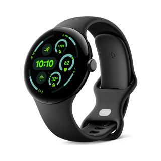 Google Pixel Watch 3 45mm Official Render - Active Band - Obsidian - side