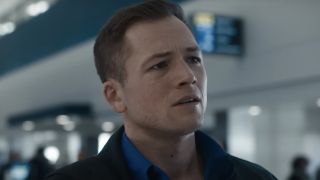 A concerned-looking Taron Egerton in Carry-On