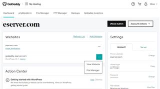 GoDaddy custom control panel