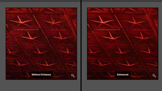 Side-by-side comparison showing the effect of the Denoise tool in Adobe Camera Raw