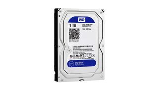 A WD Blue Desktop hard drive against a white background