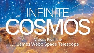 A slice of the official cover for a space science book titled "Infinite Cosmos"