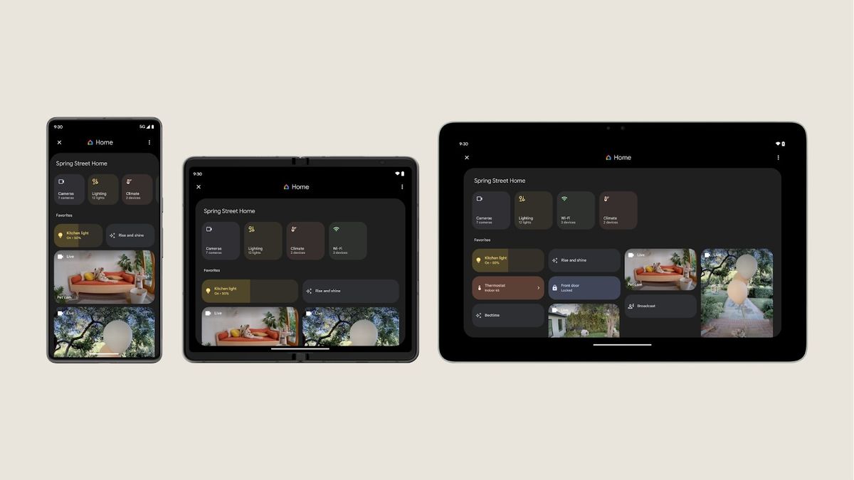 Google Home app lack screens with home controls on phone Fold and Tablet