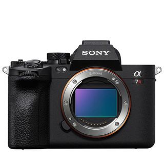 Sony A7 V camera on a white background