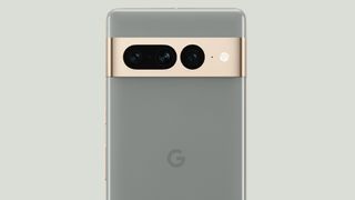 A Google Pixel 7 Pro from the back, in Hazel