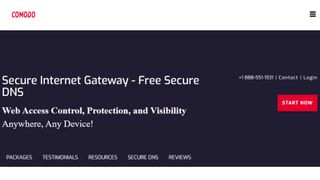Comodo Secure DNS website screenshot.