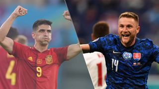 Slovakia vs Spain live stream at Euro 2020 — Gerard Moreno of Spain and Milan Skriniar of Slovakia