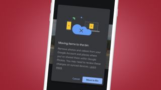 Google Photos moving items to the bin screen