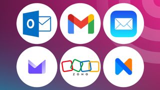 Logos of the best email providers on a TechRadar background