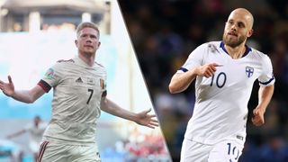 Finland vs Belgium live stream at Euro 2020 — Kevin de Bruyne of Belgium and Teemu Pukki of Finland