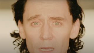 A close up shot of Tom Hiddleston&#039;s face in Loki season 2 episode 4