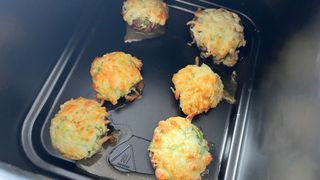 cooked stuffed mushrooms in the air fryer