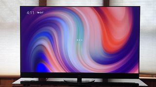 Panasonic Z95A OLED TV showing colorful abstract image