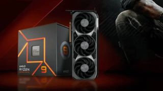 A screenshot of an AMD ad, showing what&#039;s purported to be an RDNA 4 GPU next to a Ryzen 9 processor box