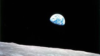 The iconic Earthrise image from the astronauts of NASA&#039;s Apollo 8 mission taken on Dec. 24, 1968.