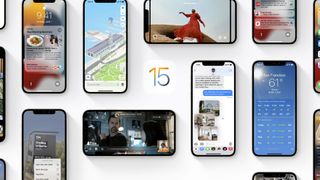 Una selezione di screenshot di iOS 15 che mostrano il software in funzione