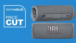 The JBL Flip 6 in Grey from the back and front