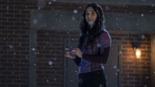 Hailee Steinfeld smiles as Kate Bishop in the Hawkeye Disney Plus TV series