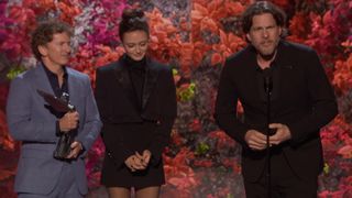 Jonathan Nolan, Ella Purnell, and Todd Howard at The Game Awards