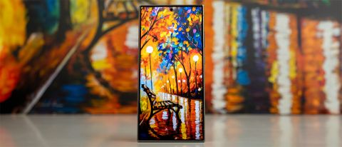 A Leonid Afremov painting displayed on the Samsung Galaxy S24 Ultra&#039;s more vivid display