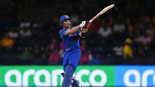 Rahmanullah Gurbaz of Afghanistan bats during the ICC Men&#039;s T20 Cricket World Cup West Indies &amp; USA 2024 Super Eight match between Afghanistan and Australia ahead of the South Africa vs Afghanistan Semi-Final