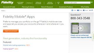 Website screenshot for Fidelity