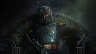 Boba Fett sitting on Jabba the Hutt&#039;s throne in The Book of Boba Fett