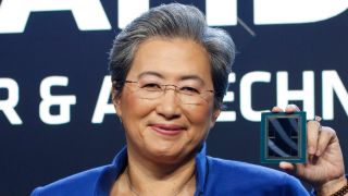 Dr Lisa Su, AMD CEO and Chair, holding a graphics processor