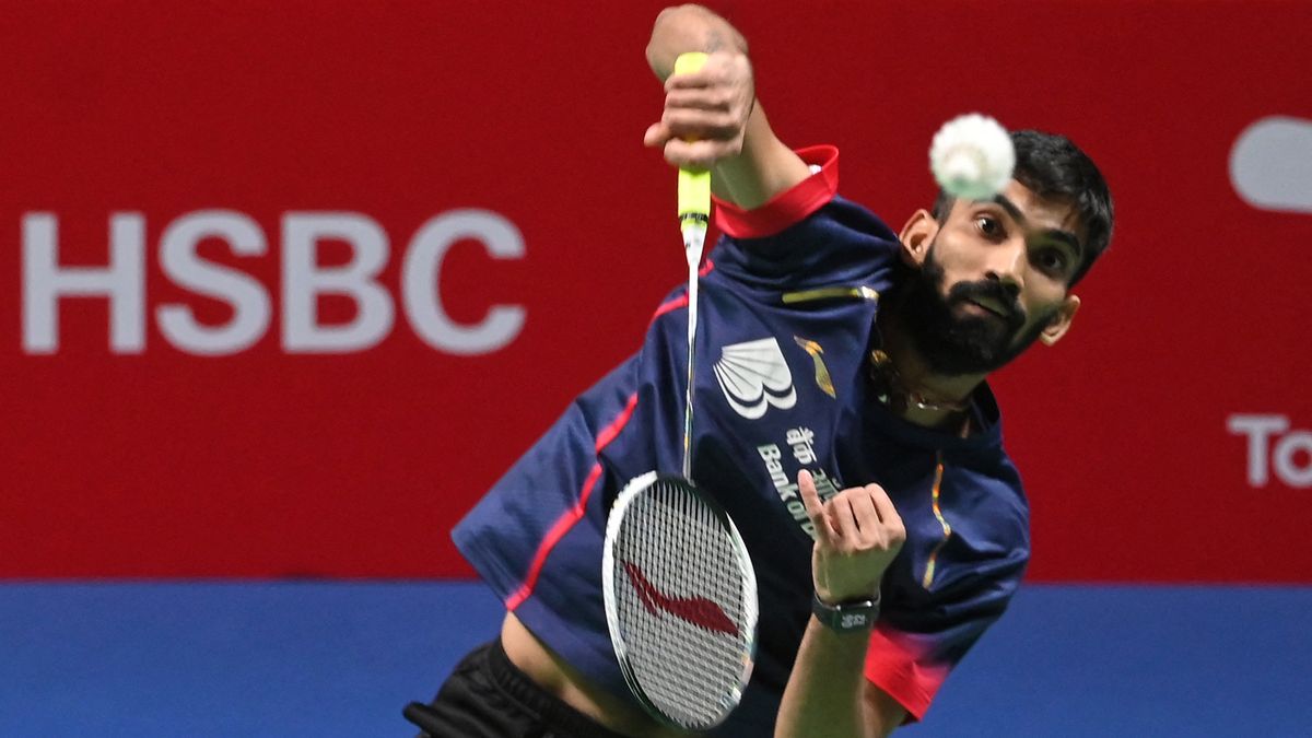 India&#039;s Srikanth Kidambi hits a shot to India&#039;s Lakshya Sen Sindhu during the men&#039;s singles at the BWF World Championships in Huelva