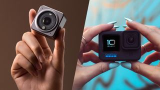 The DJI Action 2 next to the GoPro Hero 10 Black