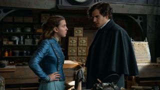 Millie Bobby Brown and Henry Cavill in Enola Holmes 2