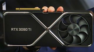 Someone holding the Nvidia RTX 3090 Ti Founder&#039;s Edition