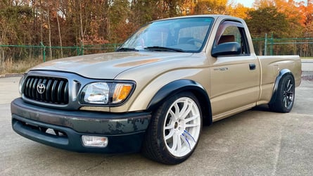 First-generation Toyota Tacoma with Tesla Model 3 Performance rear motor and battery