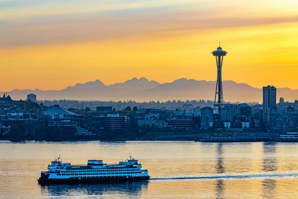 View of Seattle Skyline from a Seattle Harbor Cruise