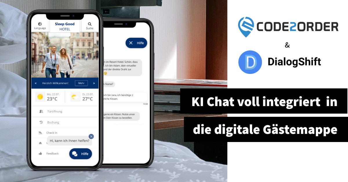 Kontaktloser Service im Hotel: Mit unserem Integrationspartner Code2Order ermöglichen wir unseren Kunden einen ganzheitlichen intelligenten digitalen Gästeservice