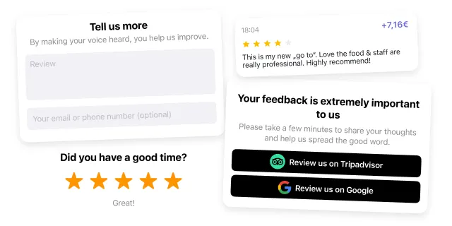 screenshots of the feedback page that helps improving our product 