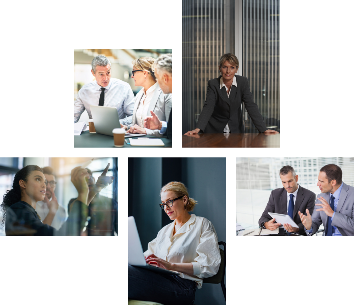 Collage of business team members