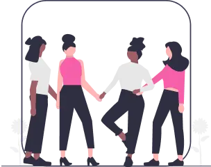 Illustration of women joining hands.